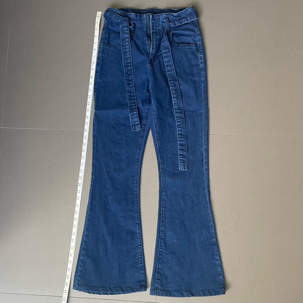 High rise flared bottom denim